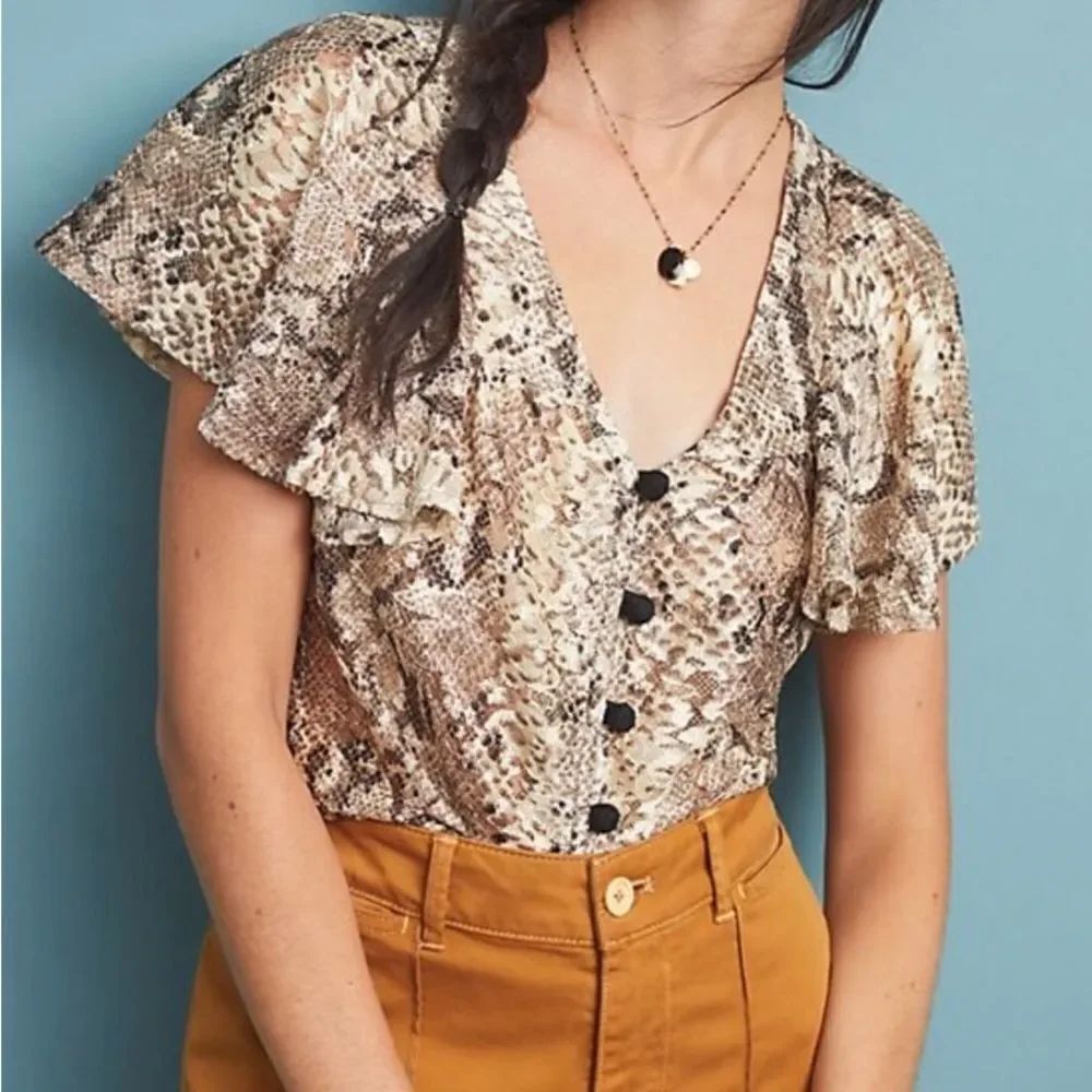 Anthropologie Eva Franco Willow snake print lace new